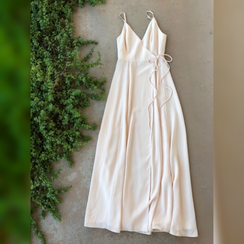 Fame and Partners Cream Maxi Wrap Dress